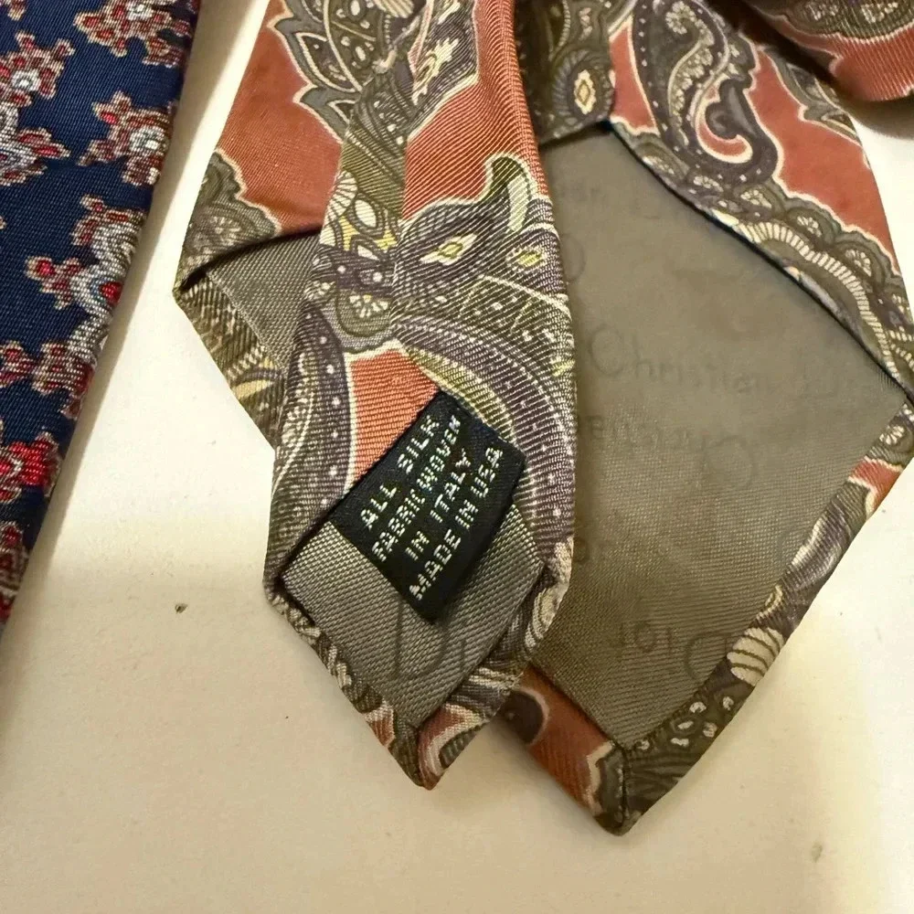 Two gorgeous Christian Dior, silk ties with absolutely beautiful colors / prints